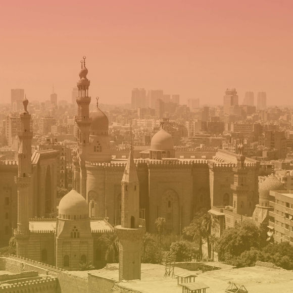 A large building with towers and domes.