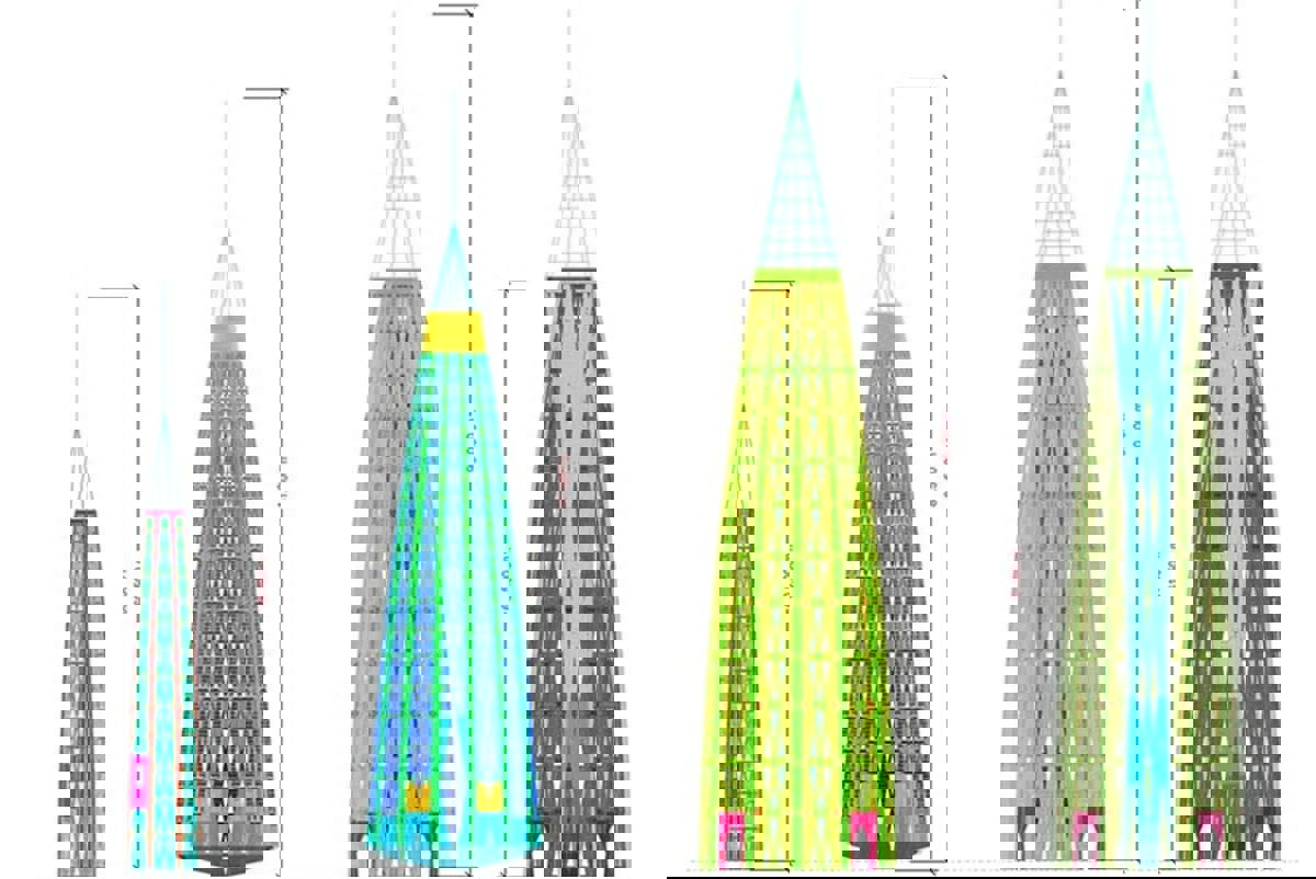 Digital representation of the tower dedicated to the Virgin Mary