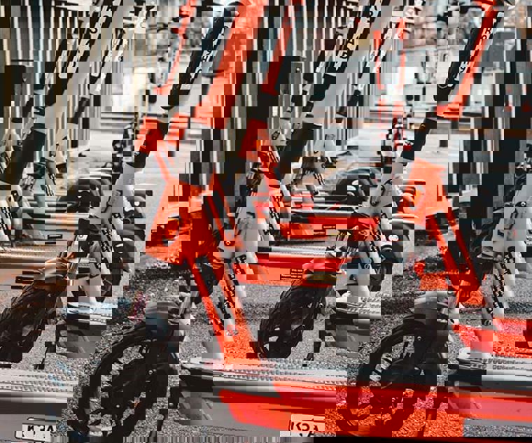 E-scooters on a street