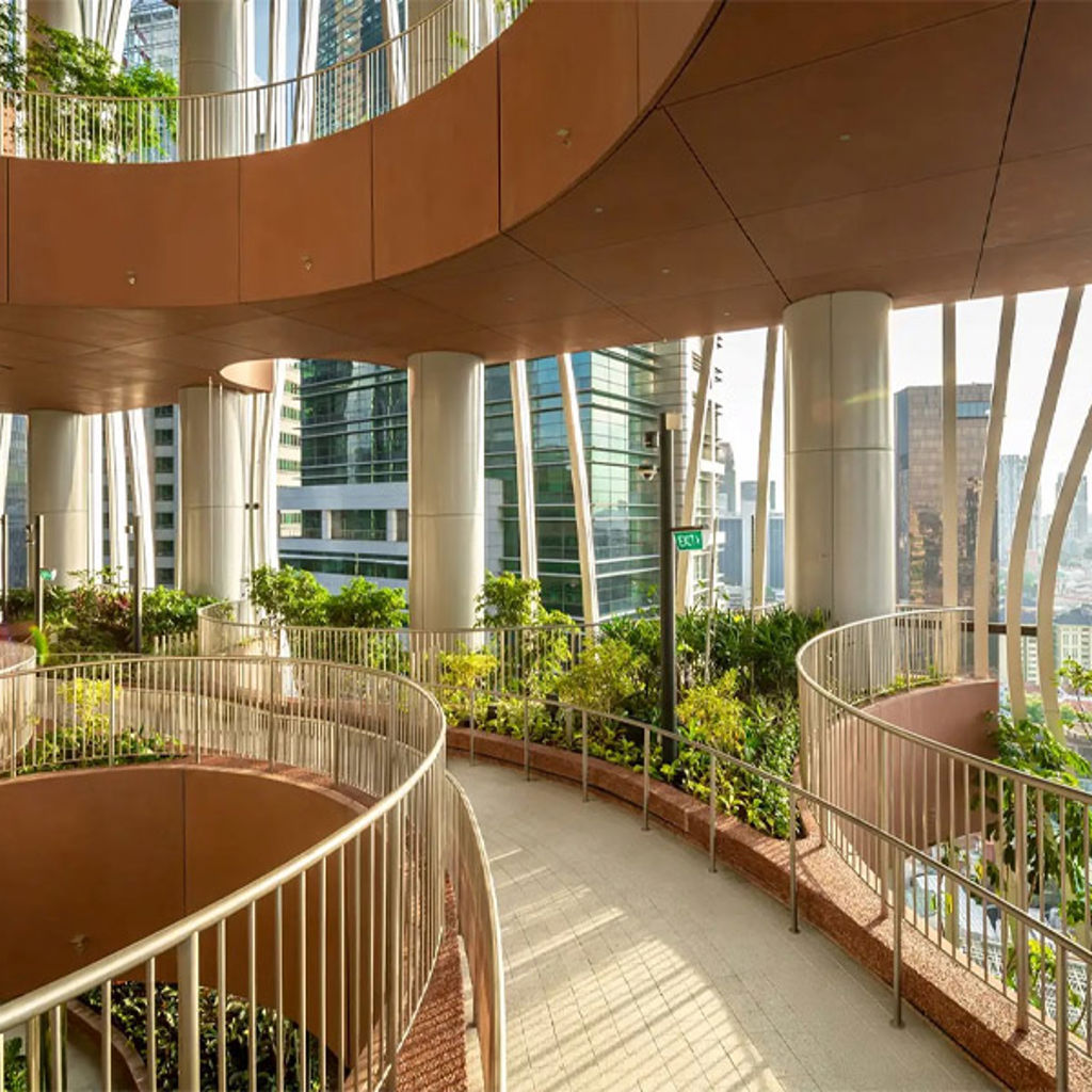 Indoor garden inside a tall building
