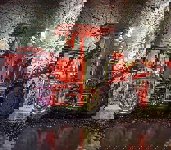 Iron ore machine in a mine underground