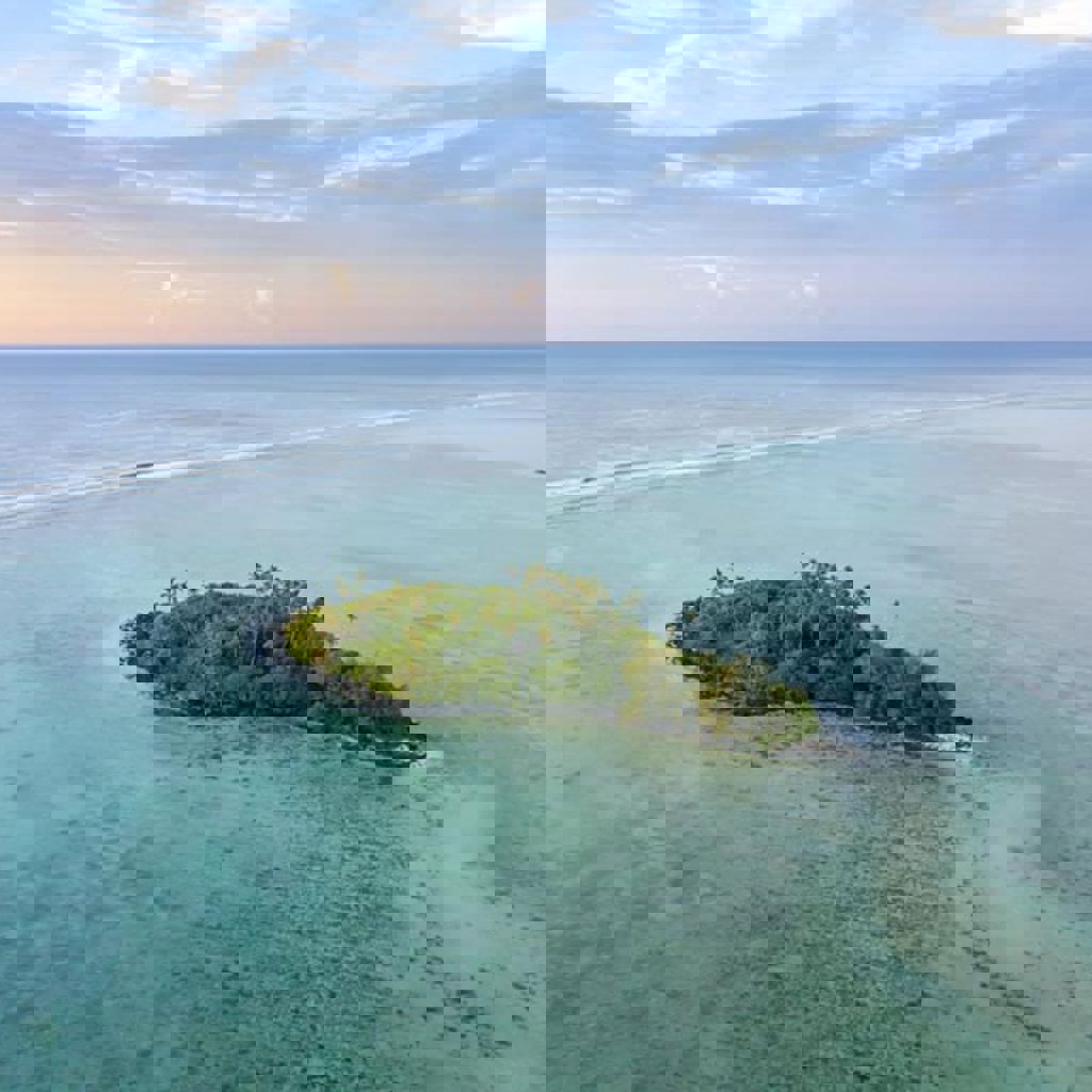 An island in the ocean.