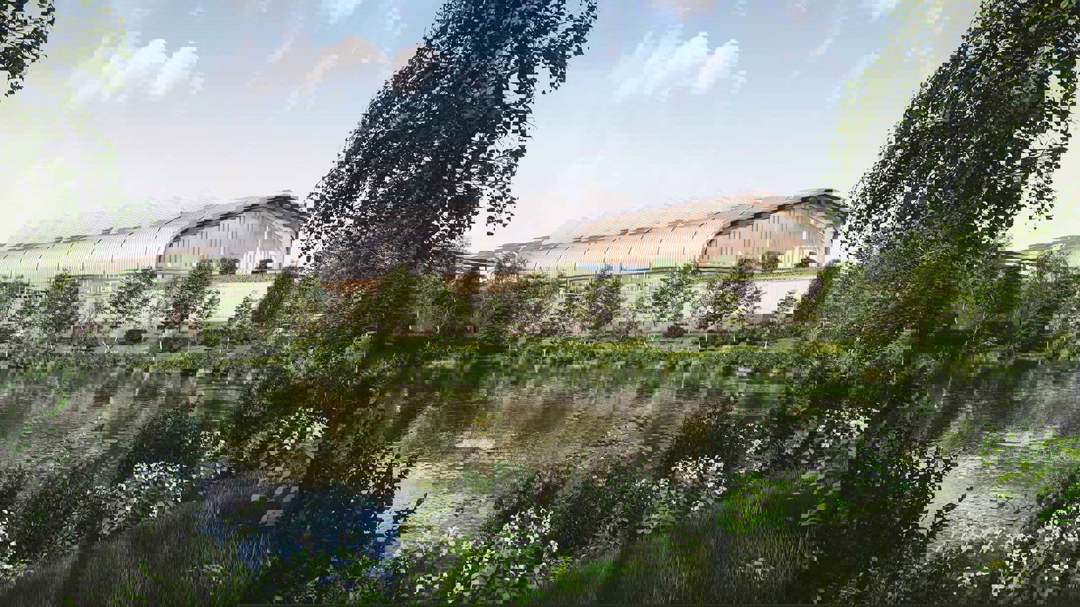 CGI of the landscape architecture around the station
