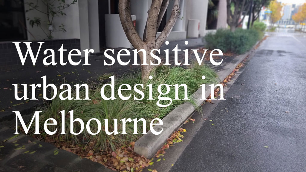 Extended curb with garden bed with trees and shrubs