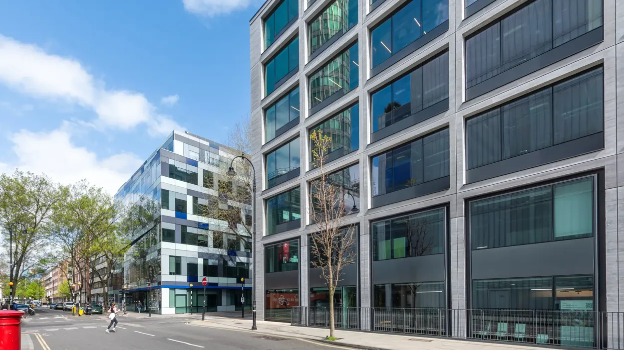 Exterior view of 80 Charlotte Street with 8 Fitzroy Street in the background