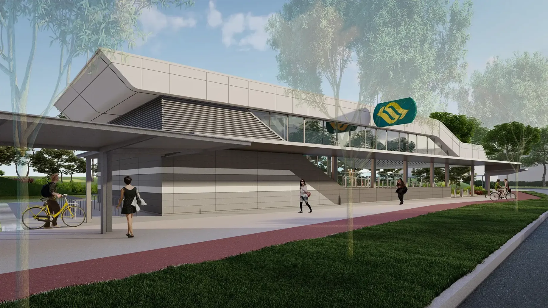 Sketch of train station near road