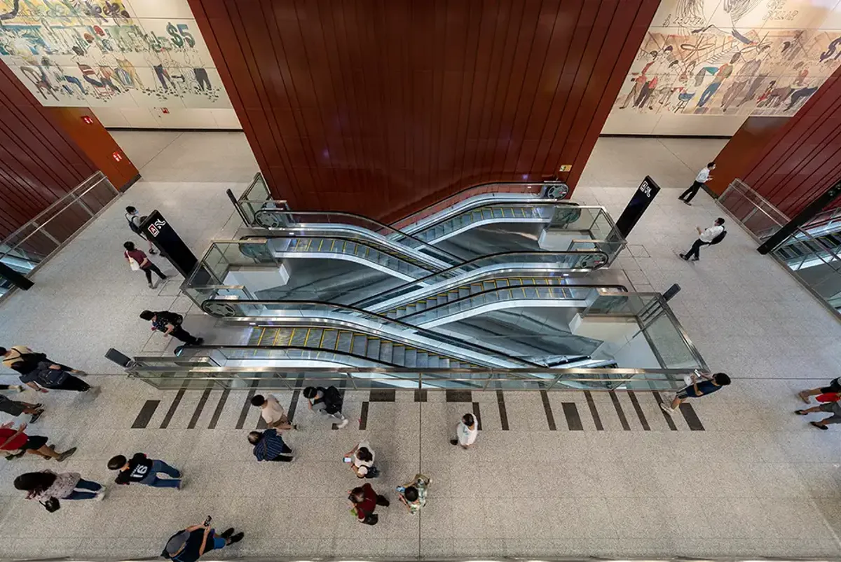 View above escalators at Shenton Way Station